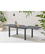 Rectangular extendable garden table for 6 to 8 people - Aluminum structure - 135-270 x 90 x 75 cm - Dark gray