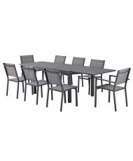 Mesa de jardín rectangular extensible para 6 a 8 personas - Estructura de aluminio - 135-270 x 90 x 75 cm - Gris oscuro
