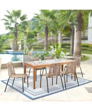 Gartentisch aus Holz – 162 cm – chilenisches Kiefernholz + Mosaik-Keramikfliesen