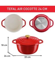 Casseruola ad aria 24 cm in alluminio pressofuso rosso