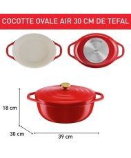 Air casserole light oval 30 x 23 cm, red cast aluminum
