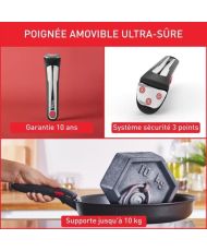 TEFAL Abnehmbarer Griff in Schwarz und Chrom