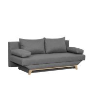 Panca trasformabile a 3 posti TEIJO + contenitore - Gambe in legno chiaro - Tessuto Grigio Chiaro - 187 x 91 x 82 cm