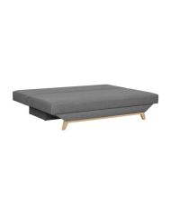 Panca trasformabile a 3 posti TEIJO + contenitore - Gambe in legno chiaro - Tessuto Grigio Chiaro - 187 x 91 x 82 cm