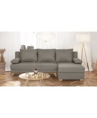 TEIJO Canapé d'angle convertible - Tissu Taupe - 197 x 91/132 x 82 cm
