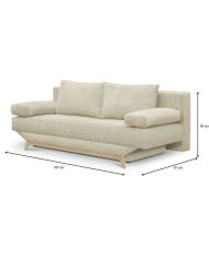 Panca trasformabile a 3 posti - Contenitore - Tessuto di velluto a coste beige - 190 x 92 x 84 cm - TEIJO