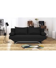 3-Sitzer-Umbaubank mit Aufbewahrungsbox - Schwarzer Stoff - 187 x 91 x 82 cm - TEIJO
