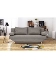 TEIJO Banquette convertible 3 places avec coffre de rangement - Tissu Taupe - 187 x 91 x 82 cm