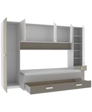 Lit gigogne enfant avec multiples rangements - blanc/argile - 90 x 200 cm - TIDY