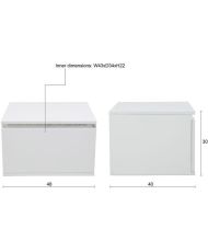 LED bedside table - white - 48 x 40 x 30 cm - FLOW