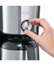 Cafetera de filtro isotérmica - 8 tazas - 1 L - 1.000 W - Selector de aromas - Acero inoxidable/Negro
