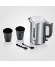 SEVERIN Reisewasserkocher – 0,5 l – 1100 W – Edelstahl und Schwarz