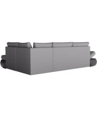 SEVARA 4-seater convertible reversible corner sofa - PU and gray fabric - Storage box - 267 x 200 x 90 cm