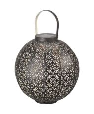 Solarlaterne – Durchbrochenes Metall-Damasque – Bronze – Solarenergie – Orientalische Atmosphäre