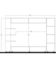 SIENNA TV-Wandkomposition – Weiß lackiert und Beton – 295 x 30 x 187 cm