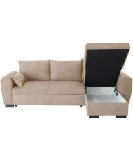 MAX reversible convertible corner sofa - Chaise longue with chest - Camel fabric - 240 x 143 x 85 cm