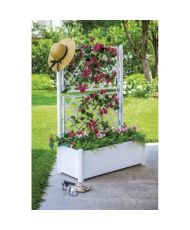 Rectangular flower box with trellis - Wooden finish - 100 x 43 x 142 cm - 80 L - White