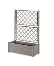 Bac à fleur Italia - rectangulaire avec treillis stone gris