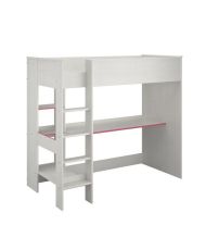 JIM Modernes Hochbett für Kinder aus Memphis-Kiefer und umkehrbarem Rand in Blau oder Rosa – 90 x 200 cm