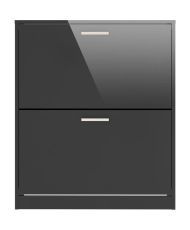 Schuhschrank mit 2 Türen – dunkelgraues Melamin – 15 Paar – 74 x 25 x 88 cm
