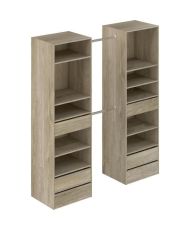 Ankleideset 2 Säulen + 2 Kleiderschränke + 6 Schubladen – Eiche hell – 177 x 48 200,2 cm – KOMBI