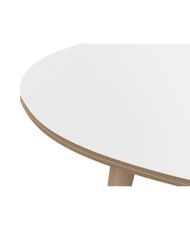 NARVIK Table basse ovale style scandinave blanc brillant avec pieds en bois - 110 x 55 cm