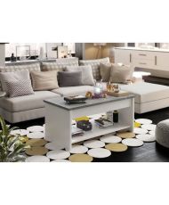 Coffee table - White and concrete gray - Liftable - 100 cm x 50 x 44 cm - HAPPY