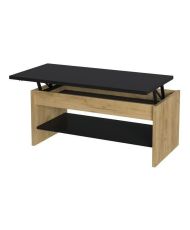 Couchtisch – Eiche und Schwarz – anhebbar – 100 x 50 x 44 cm – HAPPY