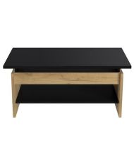 Table basse - chêne et noir - Relevable - 100 x 50 x 44 cm - HAPPY
