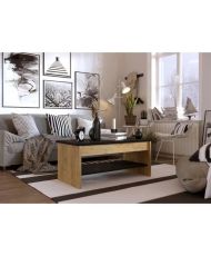 Couchtisch – Eiche und Schwarz – anhebbar – 100 x 50 x 44 cm – HAPPY