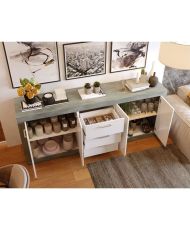 STONE Sideboard 4 Türen 3 Schubladen – Beton und Weiß – 206 x 45 x 83,4 cm