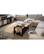 Coffee Table with Liftable Top - Black/Oak - 100 x 50/72 x 42/55 cm - EVAN