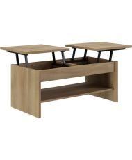 Table Basse ELSA - 2 plateaux relevables - chêne - 100 x 50 x 44 cm