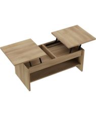 Table Basse ELSA - 2 plateaux relevables - chêne - 100 x 50 x 44 cm