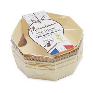 4 moules indivuels en bois ronds + 8 caissettes sulfurisées de cuisson 