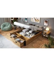 Bett mit Stauraum für Erwachsene – Liegefläche 140 x 190 cm – 2 Schubladen vorne – Hergestellt in Spanien