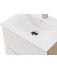 Mobile lavabo MYSTIC 60 cm - 2 cassetti - Melaminico rovere e bianco lucido