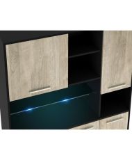 ECO Küchen-Sideboard mit LED 120 cm – Eiche und Mattschwarz