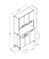 TACOMA Küchen-Sideboard 100 cm – mattgrau