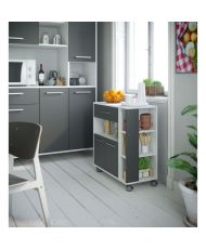 ECO Trolley 2 Türen 1 Schublade - Weiß und Grau - 80 x 39 x 87 cm