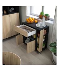 ECO Küchenwagen mit Rollen 80 – Eiche und Schwarz