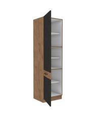 Küchensäule – Lancelot-Eiche und Matera-Grau-Melamin – 2 Türen + 5 Regale – 60 x 210 cm