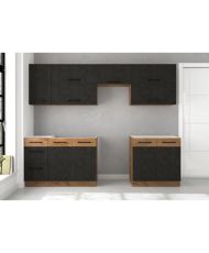 Complete kitchen with 7 elements - lancelot oak and matera gray - 260 x 52 x 82 cm - Worktop not included