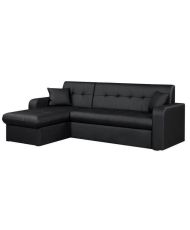 Canapé d'angle réversible convertible 3 places - Simili noir - 235 x 85 - 153 cm - ROMAN
