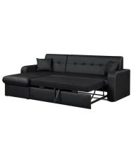 Canapé d'angle réversible convertible 3 places - Simili noir - 235 x 85 - 153 cm - ROMAN