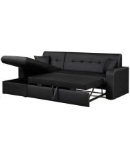 Canapé d'angle réversible convertible 3 places - Simili noir - 235 x 85 - 153 cm - ROMAN