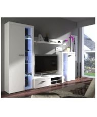 Meuble TV - Panneaux de particules et verre - Blanc mat - 120 cm - RUMBA