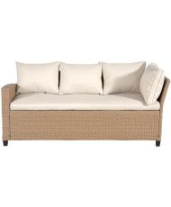 Salon de jardin 5 personnes - Acier et résine tressée - Beige