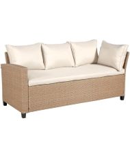 Salon de jardin 5 personnes - Acier et résine tressée - Beige