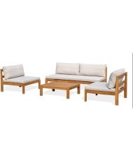 Salon de jardin en bois d'Acacia avec coussins - MANDI - 5 personnes